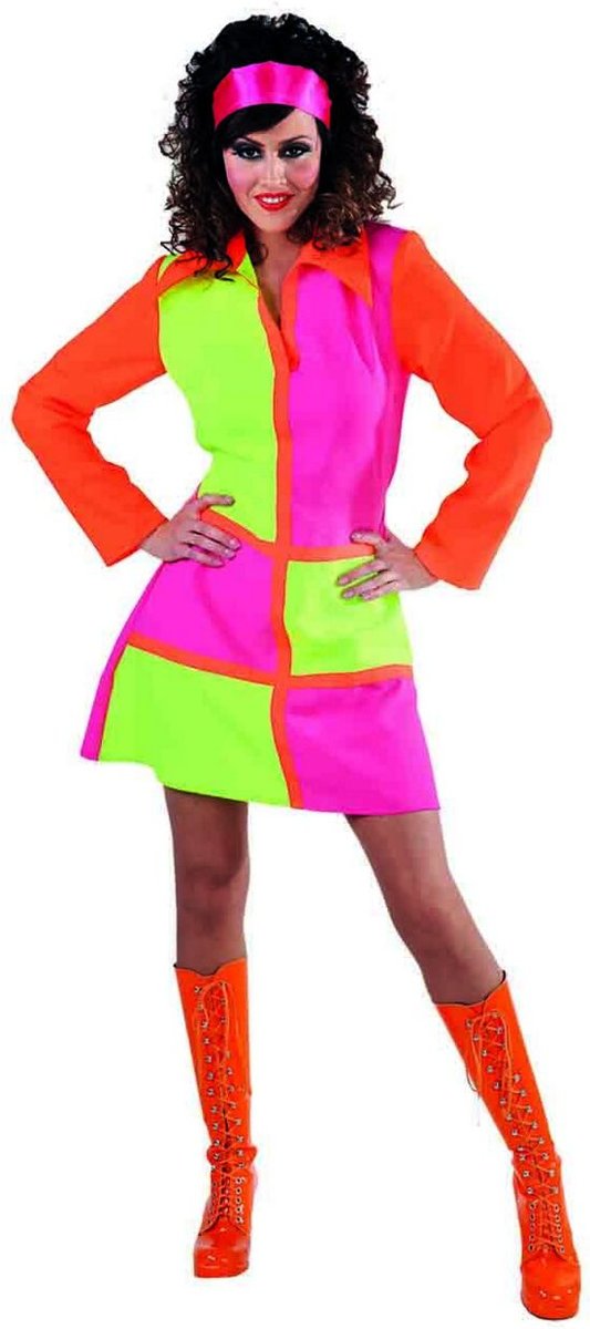 Jaren 80 & 90 Kostuum | Jaren 60 Fluor Jackie | Vrouw | Large | Carnaval kostuum | Verkleedkleding